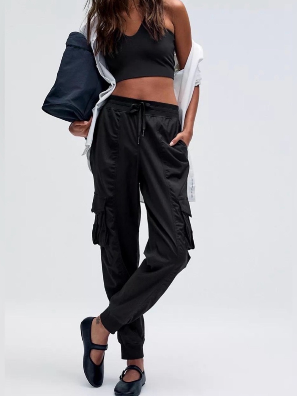 lululemon Dance Studio Cargo Jogger Pants Relaxed Fit Mid Rise Black Women S